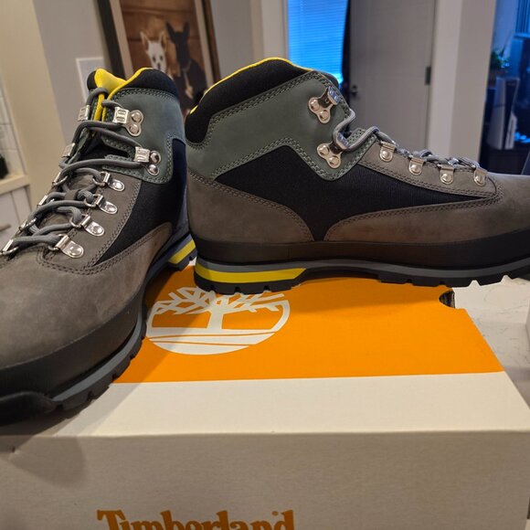 Timberland Euro Hiker Mid Men's Winter Boots Grey / Black / Yellow Size 12 NEW - Picture 3 of 15